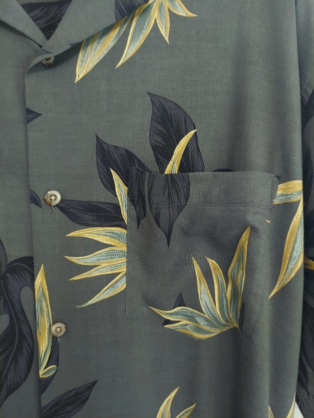 Bamboo Cay Fine Resortwear Tropical Camp Shirt Mens Large Greyish Green - Picture 3 of 8